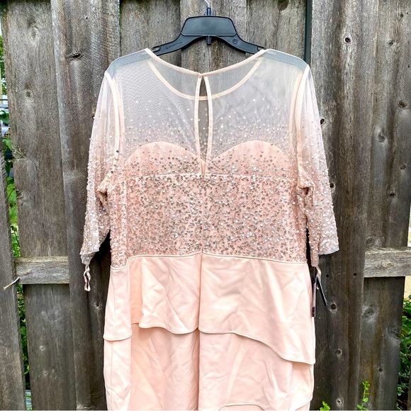 Adrianna Papell Women's Short Dress with Beaded Bodice and Layered - Picture 12 of 16